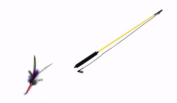 Canne à pêche pour chat (jouets interchangeables)
