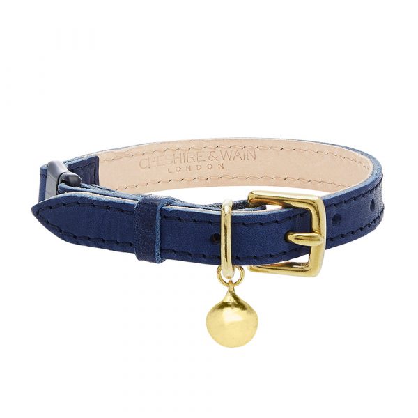 Collier pour chat en cuir bleu Pop (2 couleurs)