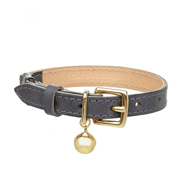 Collier pour chat en cuir gris
